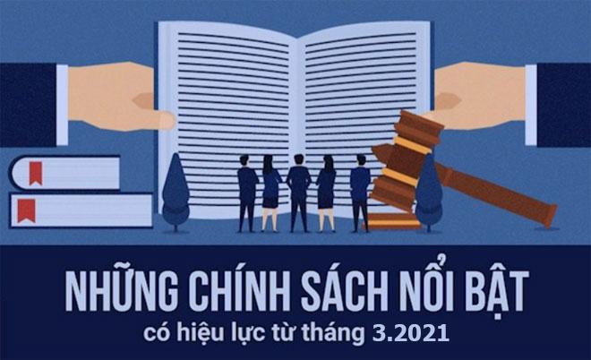 Những Chính sách nổi bật có hiệu lực từ tháng 3 năm 2021