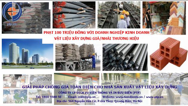 Doanh nghiệp Kinh doanh VLXD giả/nhái thương hiệu bị phạt 100 triệu đồng