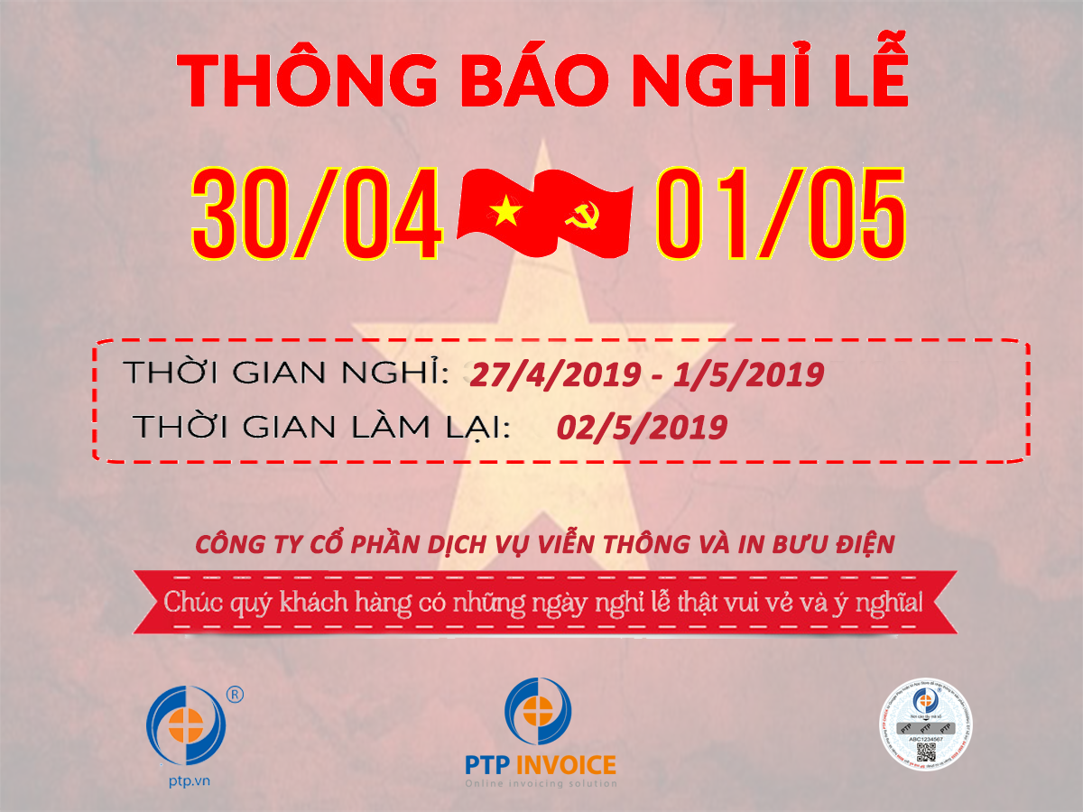 Thông báo nghỉ lễ 30/4-1/5