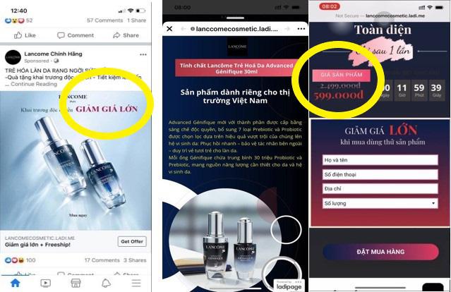 Lancôme Việt Nam cảnh báo hàng loạt fanpage, website lừa đảo