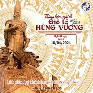 Thông báo nghỉ lễ Giỗ tổ Hùng Vương