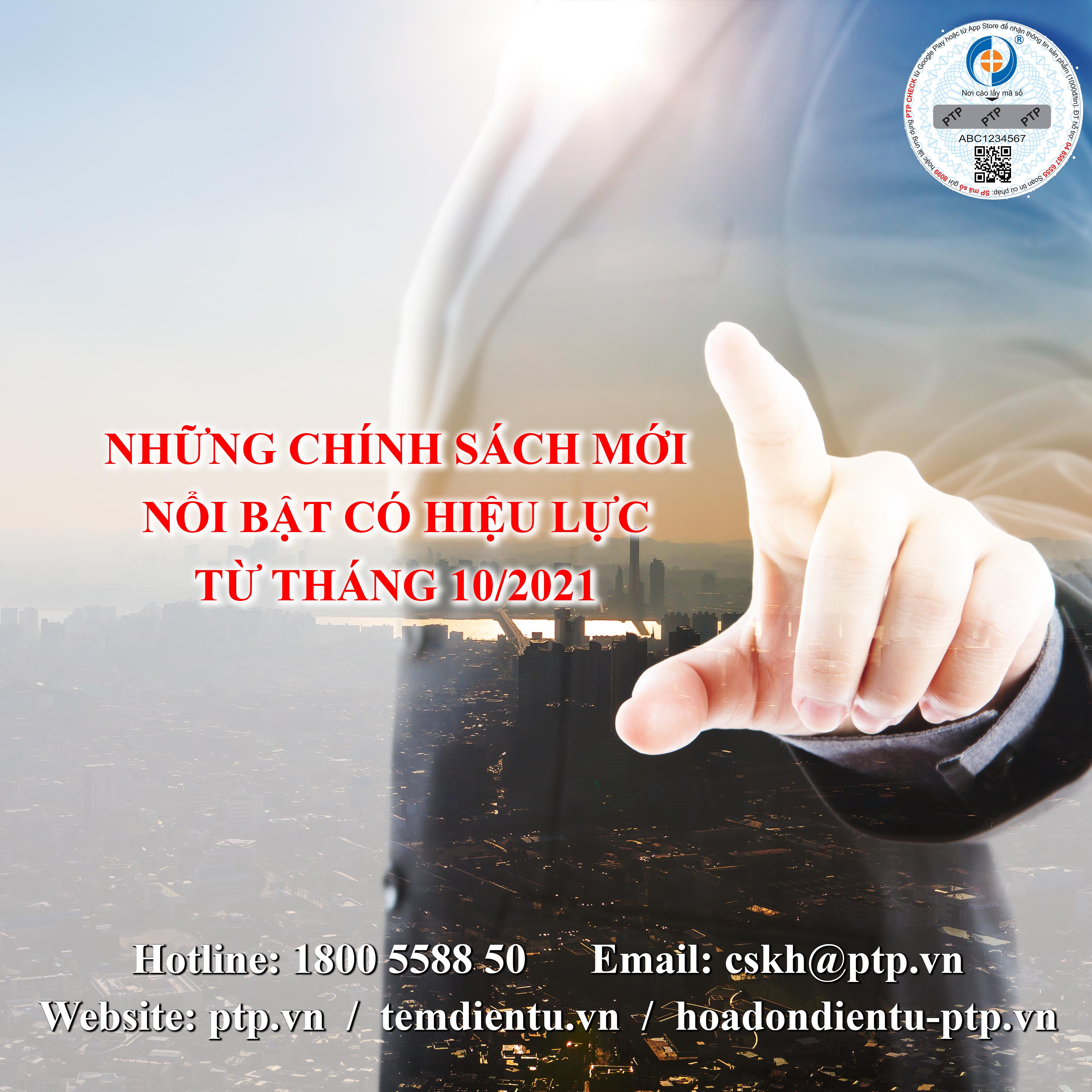 Những chính sách mới nổi bật có hiệu lực từ tháng 10/2021.