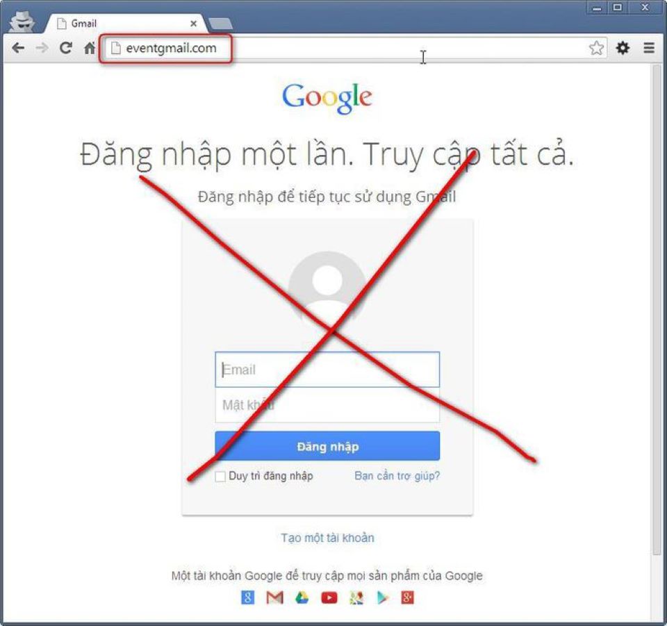 Lừa đảo lấy tài khoản Gmail.